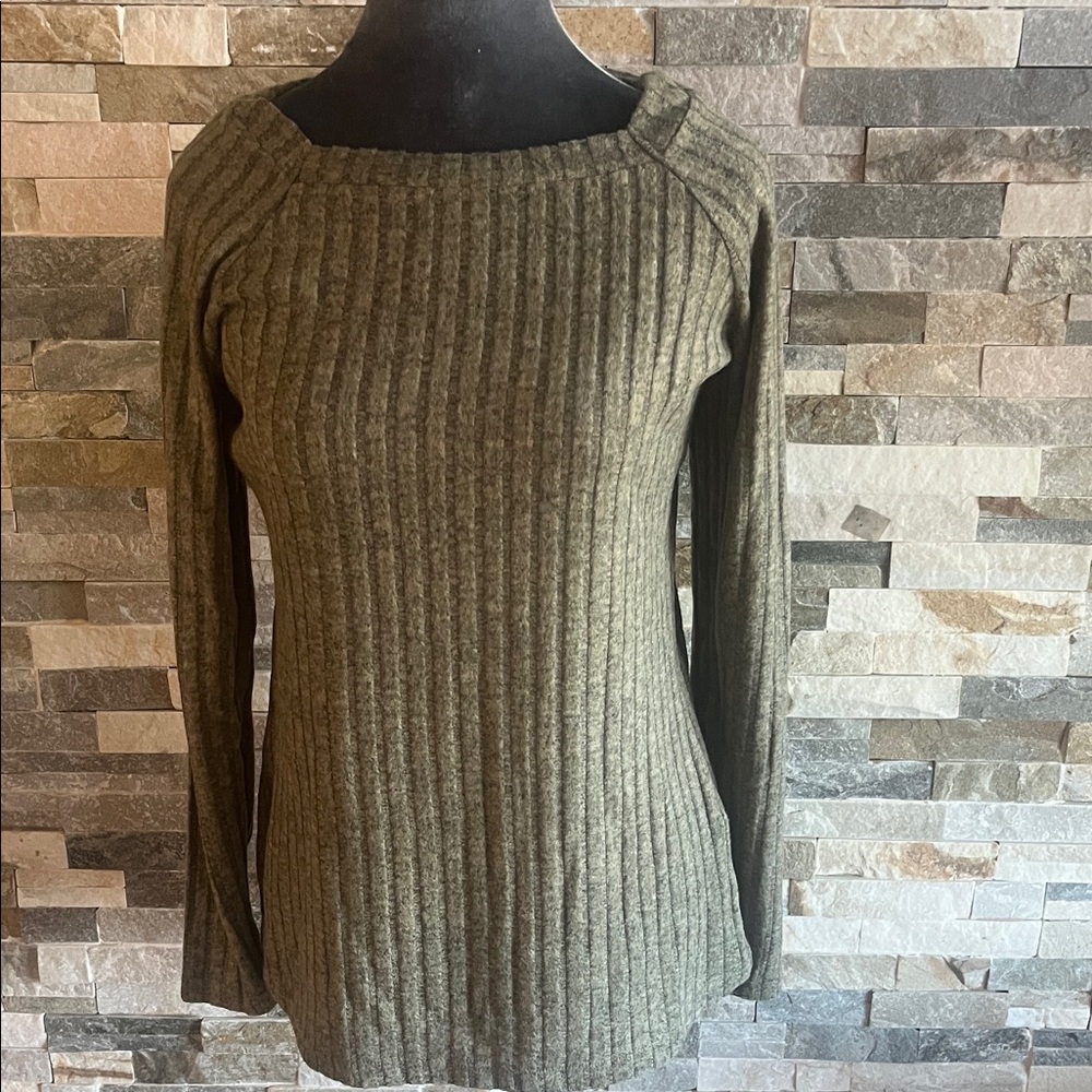 New Anyjoin Olive Ribbed Women's Sweater